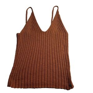 Roxy Ribbed Tank Top Women M Burnt Orange Summer‎ Beach Travel Everyday